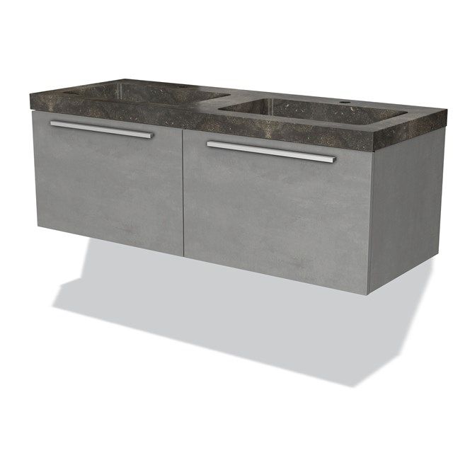 Maxaro Badkamermeubel 120cm Modulo Lichtgrijs Beton Blue Stone
