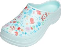 Ladeheid Tuinklompen voor dames ultralicht EVA tuinschoenen LA-CA-ComoHappyWoman - aqua/blauw zeemotief, maat 40