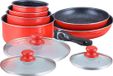 Herzberg Cooking Herzberg HG-5000: 10-Delige Pannenset Met Marmeren Coating Rood