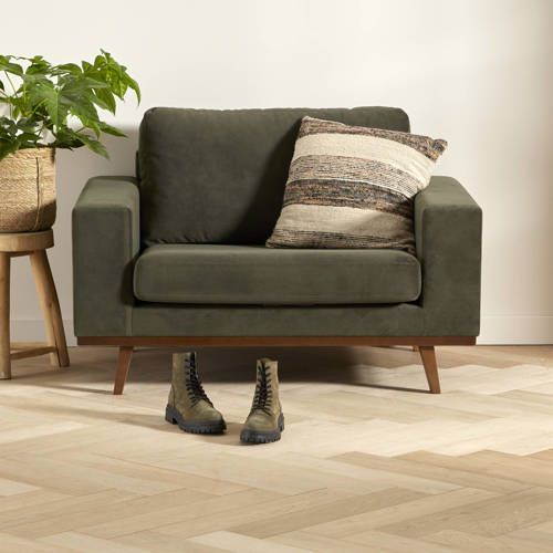 Wehkamp Home Torino Loveseat - Donkergroen Velours