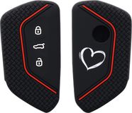 kwmobile VW Golf 8 3-knops autosleutel hoesje - Wit / Zwart - Brushed Hart