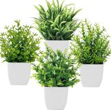 Ibenzoa® Set de quatre mini plantes artificielles réalistes avec pot