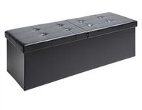 Casaria Zitbank met Opbergruimte - 115x40x40cm 131L Kunstleer – Zwart