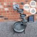 Monster Group BV Fontaine de jardin - Énergie solaire - Gris - 4 niveaux - 2,8 W/8 V - Piquet de sol gratuit pour panneau solaire