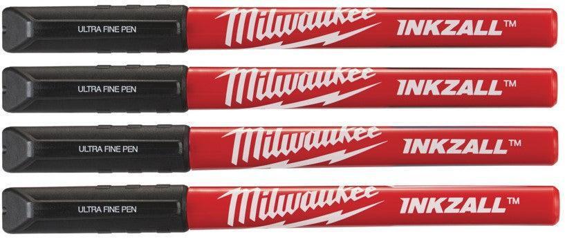Milwaukee INKZALL™ markers met fijne punt. Inkzall Fine Tip Black Pennen - 4 stuks - 48223164