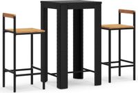 vidaXL Ensemble de bar de jardin 3 pièces poly rotin et acacia massif noir