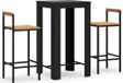 vidaXL Ensemble de bar de jardin 3 pièces poly rotin et acacia massif noir