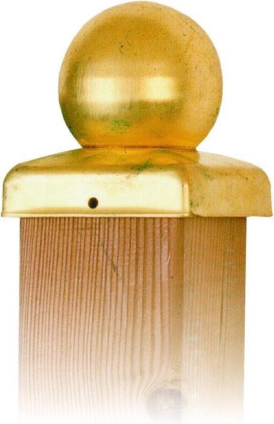 Intergard Paalornament paalkap voor tuinpaal bol messing 71x71mm