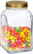 Pasabahce Voorraadpot/bewaarpot Square - glas - 1,5L - transparant/goud - 10 x 19 cm - luchtdicht