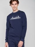 Greenbomb Wild Nature Mountain Logo Bleu Marine Manches Longues Col Rond Coton Biologique L Hommes Adultes 2023