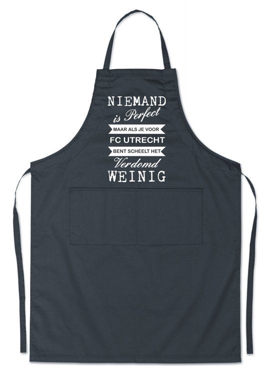 mijncadeautje kitchenware Mijcadeautje Luxe schort - niemand is perfect - sportclub naar keuze - Zwart