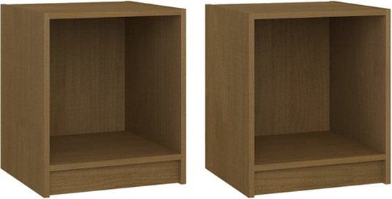 VidaXL Nachtkastjes 2 stuks Grenenhout Bruin 35,5x33,5x41,5 cm