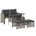 VidaXL 4-delige Loungeset met kussens, poly rattan en glas, lichtgrijs