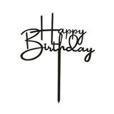 Dekora - Decoratie Verjaardagstaart | Happy Birthday Cake Topper Zwart - Afmetingen 12 x 12,5 cm