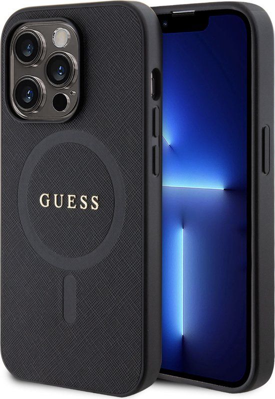 Guess Saffiano Back Case for Apple iPhone 15 Pro Max - Black