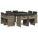 vidaXL 9-delige Tuinset met Kussens, Poly Rattan, Grijs