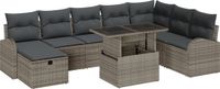 vidaXL Tuinbank Set 9-st Grijs Polyrattan