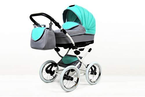 Lux4Kids Retro kinderwagen 3-in-1 complete set met autostoel buggy megaset Marget Mint 3-in-1 met autostoel