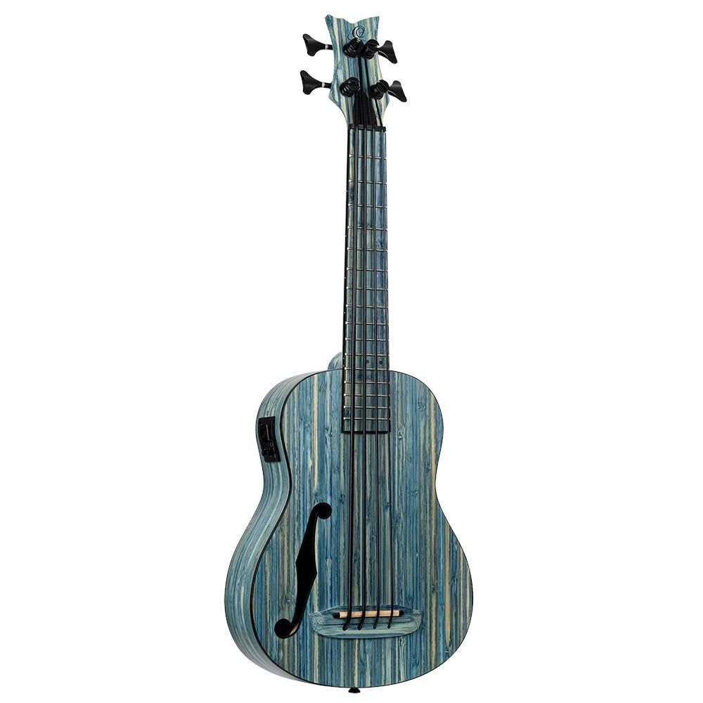 Ortega RUSWB-UB Bamboo Series Short Scale Uke Bass - Stonewashed - E/A - Ukelele met gigbag