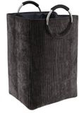 TENDANCE Panier à linge pliable en velours côtelé, 55 litres, gris