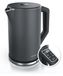 Arendo waterkoker met temperatuurinstelling van 40°C tot 100°C, temperatuurweergave, temperatuurselectie, 1,5 liter, 2200W, roestvrij staal, warmhoudfunctie, dubbele wand, grijs