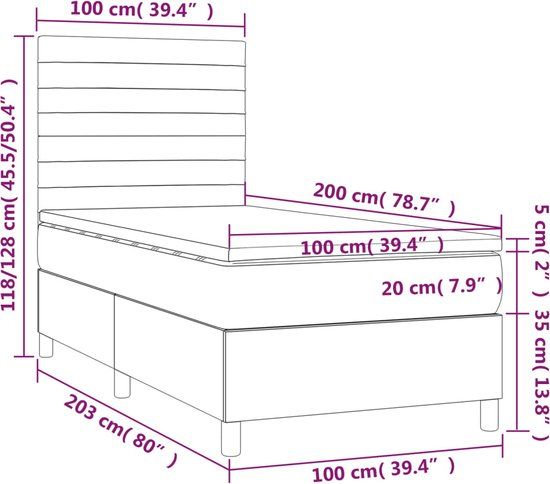 vidaXL Boxspring met matras fluweel roze 100x200 cm