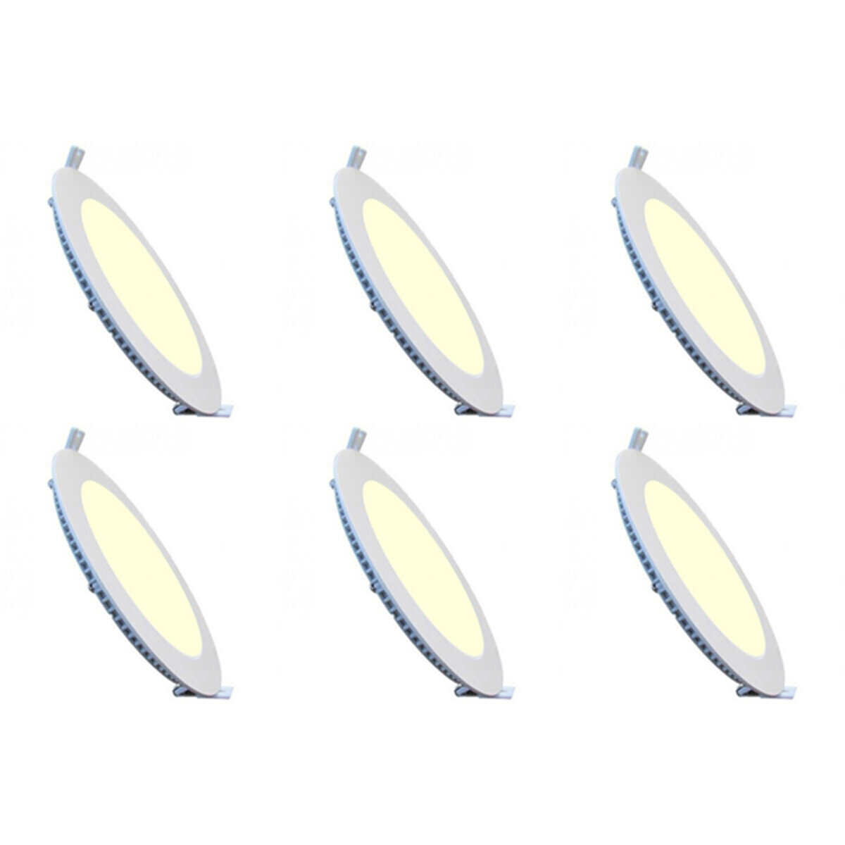 BES LED Voordeelpak LED Downlight Slim 6 Pack - Inbouw Rond 15W - Warm Wit 2700K - Mat Wit Aluminium - Ã˜195mm