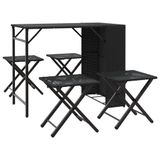 vidaXL 5-delige tuinset inklapbaar poly rattan zwart