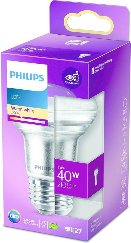 Philips LED R63 Reflector E27 - 3W - 210lm - 2700K - Warm White