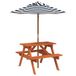 VidaXL Picknicktafel voor 4 kinderen met parasol, massief vurenhout