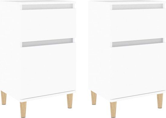 vidaXL Nachtkastjes - Set van 2 - Wit - Hout - 40x35x70 cm