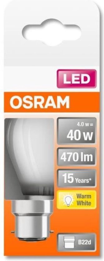 OSRAM Bolvormige matglazen LED-lamp - 4W equivalent 40W B22 - Warm wit