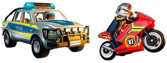 PLAYMOBIL Action Heroes - Achtervolging met politie-ophaaldienst - Politie met licht - en geluidseffecten - 71875