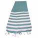Atout Ciel Strandhanddoek, fouta, gestreept, met franjes, 90 x 180 cm, groen