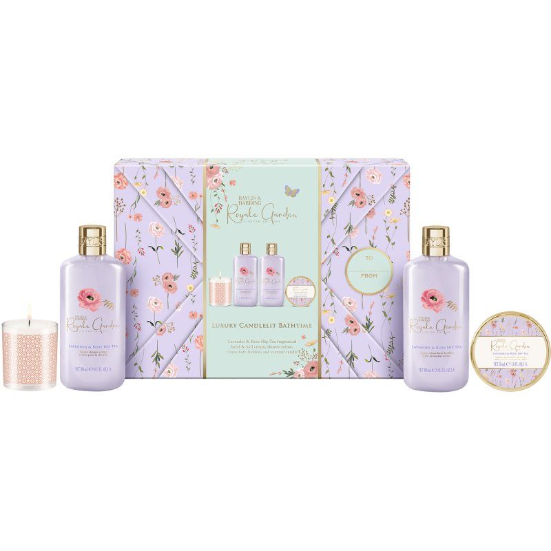 Baylis & Harding Royale Garden Coffret cadeau aux chandelles avec rose, coquelicot et vanille – Végétalien (lot de 1)