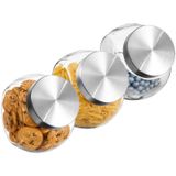Secret de Gourmet 5Five Voorraadpot/snoeppot - 3x stuks - glas - 2,1 liter - met RVS deksel - luchtdichte sluiting