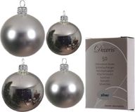 Decoris Kaemingk B.V. Compleet glazen kerstballen pakket zilver glans/mat 38x stuks - 18x 4 cm en 20x 6 cm - Inclusief 50x haakjes