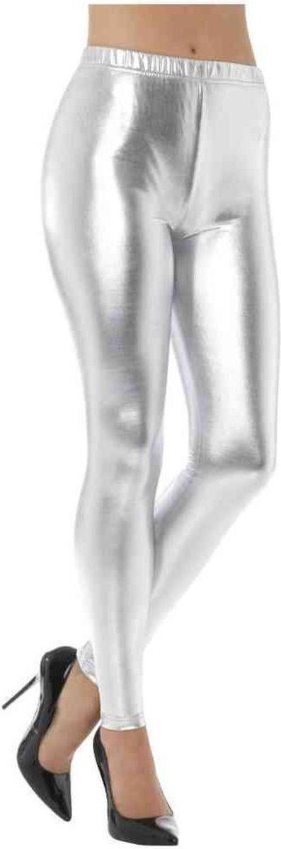 Smiffys Kostuum Legging -S- 80s Metallic Disco Zilverkleurig