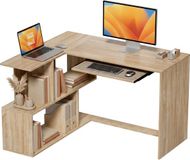 HOMCOM L-vormig bureau - Spaanplaat - 120 x 100 x 76 cm - Natuurlijk hout