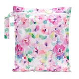 Bumkins Wetbag - Waterdichte Natte Tas voor Wasbare Luiers, Natte Zwemkleding en Vuile Kleding - Met Rits en Ophanglus met Drukknoop - Machinewasbaar - Past ca. 6 Luiers - Watercolor Waterverf Print - Meerkleurig Roze - 30 x 35 cm