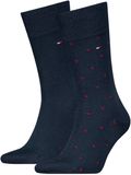 Tommy Hilfiger heren sokken met stippen 2-pack - Red Marine - 39-42