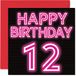 Leuke Neon Glow Leuke 12e verjaardagskaarten voor jongens en meisjes - Happy Birthday-kaart voor zoon dochter broer zus kleinzoon kleindochter nichtje neef, 145 mm wenskaarten, 12e kaart