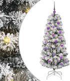 vidaXL Kunstmatige Hinged Kerstboom 150 LED's Groen en Wit 150 cm