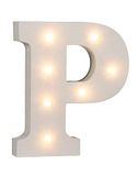 Out of the Blue 57/6089 - houten letter "P" verlicht met 7 LED-lampjes, werkt op batterijen, ca. 16 cm