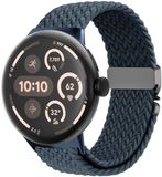 Strap-it nylon gevlochten bandje met P-Buckle aansluting geschikt voor Google Pixel Watch 5 (45 mm) / 4 (45 mm) / 3 (45 mm) - Grijsblauw