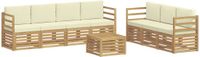 vidaXL - Bank loungeset - 4 zitplekken - Wit en crème - Acacia hout