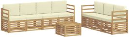 vidaXL - Salon d'angle - 4 places assises - Blanc et crème - Acacia bois