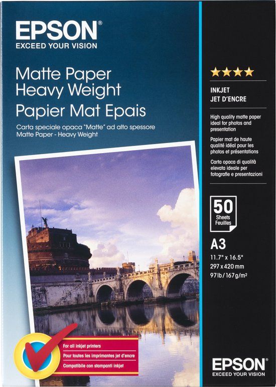 Epson Matte Paper Heavy Weight, DIN A3, 167g/m², 50 Vel