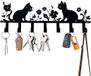 Merkloos Sleutelrek met katten- en bloemelementen - Zwart - Metaal