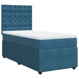 vidaXL Boxspring met matras fluweel donkerblauw 160x200 cm